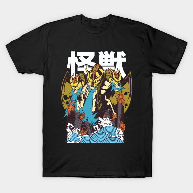 King Ghidorah Japanese Creature T-Shirt by nmcreations